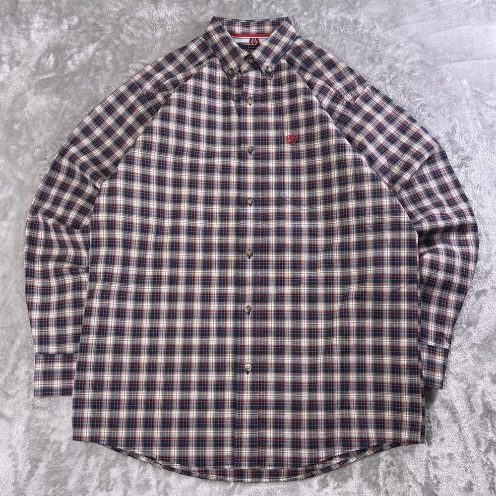 Ariat Pro Series Shirt Men M Red Plaid Stretch Button Down Western Long Sleeve